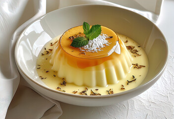 dish with vanilla custard for children, homemade recipes,