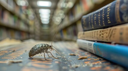 Wall Mural - silverfish in the library