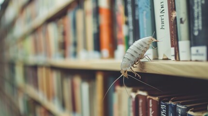 Wall Mural - silverfish in the library