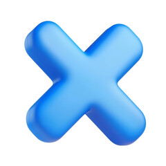 Wall Mural - blue cross mark 3d render icon isolated on transparent background cutout