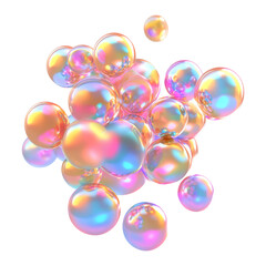 Wall Mural - shiny bubbles fluid holographic iridescent 3d render icon isolated on transparent background cutout