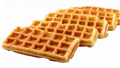 an array of classic waffles arranged neatly their crisp golden texture highlighted transparent background