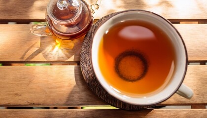 serene tea moment on wooden table