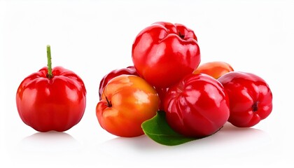 acerola fruit on isolated transparent white background