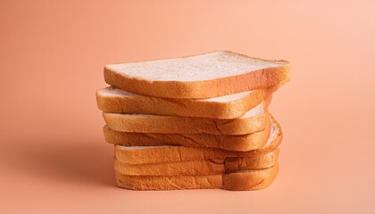 Wall Mural - stack of bread slices over peach background