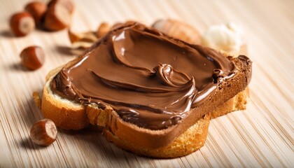 Wall Mural - decadent hazelnut chocolate spread on crunchy toast irresistible breakfast delight