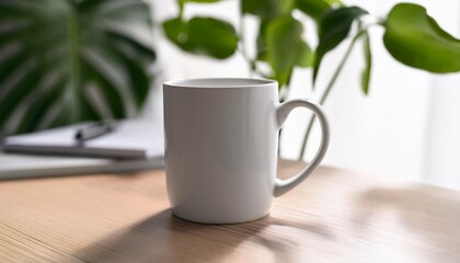 Wall Mural - a coffee mug is placed on the table