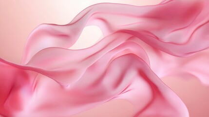 Wall Mural - ethereal fabric swirl soft pink background with flowing silky material creating graceful curves and folds elegant and dreamy textile illustration with subtle gradients