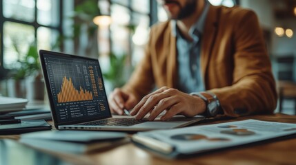 Technology and financial advisory services concept. Business teamwork and working on digital laptop computer with advisor showing plan of investment to clients at table office. Digital marketing.