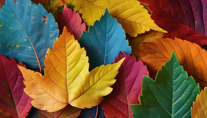 Canvas Print - Experience the diverse beauty and natural texture design of autumn leaves