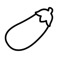 Poster - Hand drawn eggplant doodle line icon. Black and white drawing, vector clip art illustration.