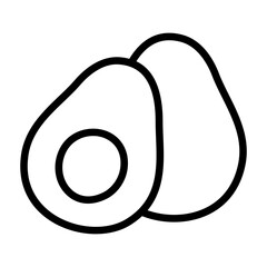 Sticker - Hand drawn avocado doodle line icon. Black and white drawing, vector clip art illustration.