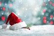 © Shumaila - Snowman and Christmas tree Festive greetings for holiday season, Single snowman enjoying snow, An adorable snowman, adorned with a bright red hat and scarf, stands amidst falling snow,