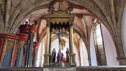 Wall Mural - Interior of Santa Cruz Monastery at Coimbra, Portugal. Founded in 1131, contains tombs of the first two kings of Portugal, was the most important during the early days of the Portuguese monarchy.