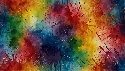 Abstract watercolor rainbow splatter.