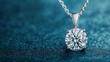 © Creator88 - A solitaire round diamond pendant isolated, its brilliance and clarity emphasized against a neutral background round diamond, gemstone, clarity
