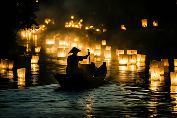 ferryman, person in boat