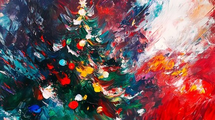 Wall Mural - Abstract Christmas Tree Painting