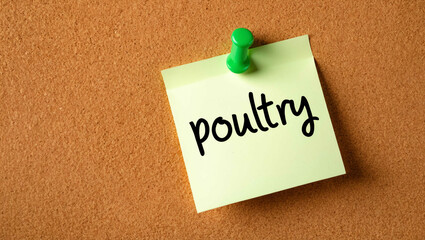 Wall Mural - Poultry word written on a note sticky on corkboard