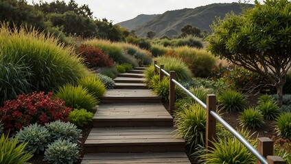 Wall Mural - Avalon walkway with plants in the foreground.