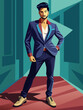© theartcreator - Indian Male Model in Formal Suit Posing, Vector Illustration of Professional Male in Business Attire