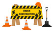 © Zhee-Graphic - traffic warning sign board for construction zone. vector illustration isolated on white background.