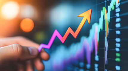 Poster - Successful Business Leader Examining Chart with Soaring Arrow for Future Progress