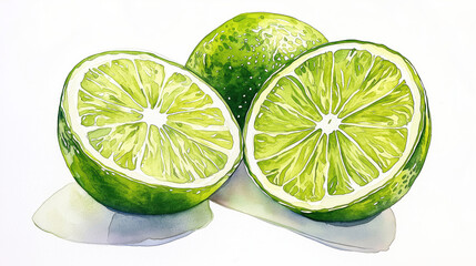 Freshly sliced limes showcasing vibrant green color and juicy texture, perfect for culinary and beverage presentations.