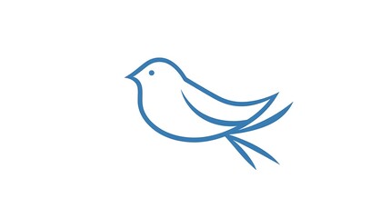 Wall Mural - Minimalist Blue Bird Vector Logo Design on White Background