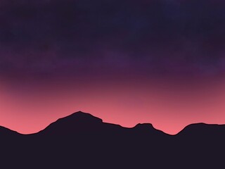 Wall Mural - a mountain range is silhouetted against a purple sky