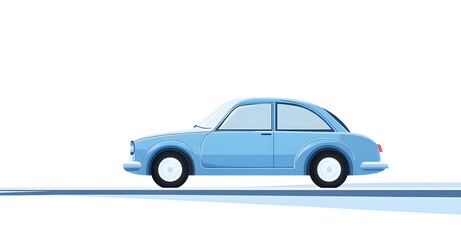 Wall Mural - blue car on a white background