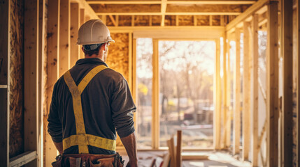 contractor performing a room addition, carefully framing walls, adding windows, and integrating new 