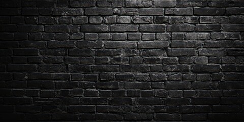 Sticker - 
Textured Black Brick Wall Background for Design Projects