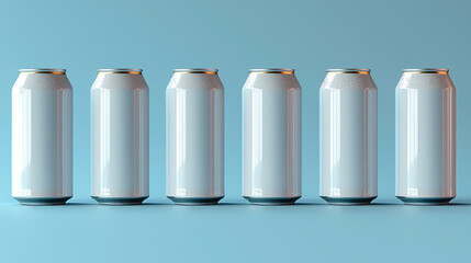 Wall Mural - Six blank aluminum cans, perfect for your design mockups.