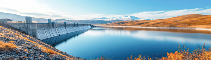 Poster - A large body of water with a mountain in the background