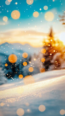 Canvas Print - Snow Falling At Mountains At Sunset