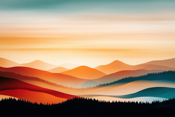 Poster - Wild Nature Mountains At Sunset