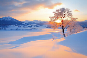 Wall Mural - Winter Sunset