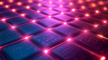 Wall Mural - Abstract Pattern Background Featuring neon Waffle Grid