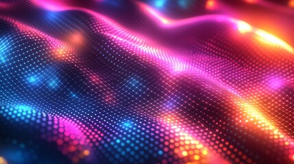 Wall Mural - Abstract Pattern Background Featuring neon Waffle Grid