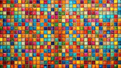 Wall Mural - Vibrant mosaic tile texture featuring vivid colors