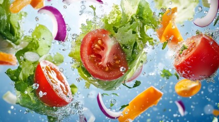 Wall Mural - Salad ingredients floating background 