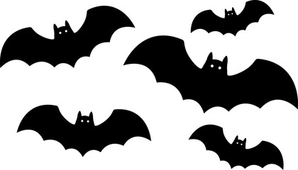 halloween bat and bats, set bat and bats silhouette