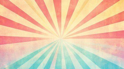 Wall Mural - Pastel retro sunburst background with radial pattern, vintage design concept