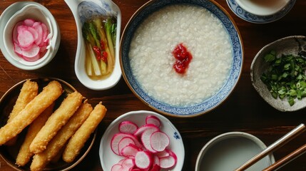 Chinese Congee with Side Dishes