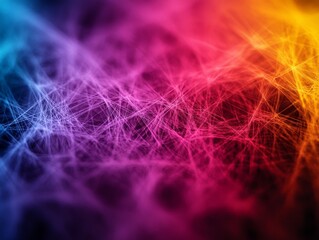 Fototapete - An abstract image featuring a vibrant network of intertwined lines in various colors such as blue, purple, pink, and yellow, symbolizing connection and complexity.