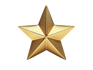 Wall Mural - Shiny gold Christmas star ornament with sharp angles, isolated on a white background. PNG transparent.