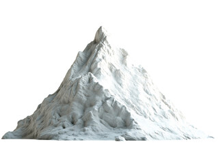 Snow-covered mountain peak, isolated on a white background.  PNG transparent.