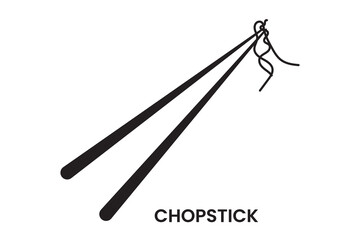 Chopsticks vector, Icon, silhouette set. Restaurant chopsticks flat icon. Chinese,  Japanese chopsticks vector, icon set in glass. Vector illustration.