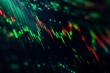 © GreenOptix - Stock market candlestick chart on a black background, with green and red candles and thick lines. The grid is dark blue, representing trading data for financial crisis charts or wallpaper